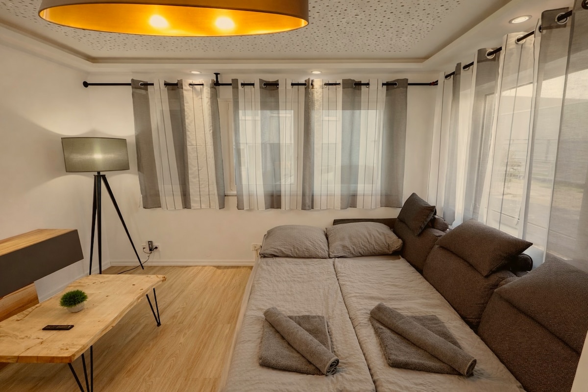 Apartment next to Porsche for lovers of technology and sound