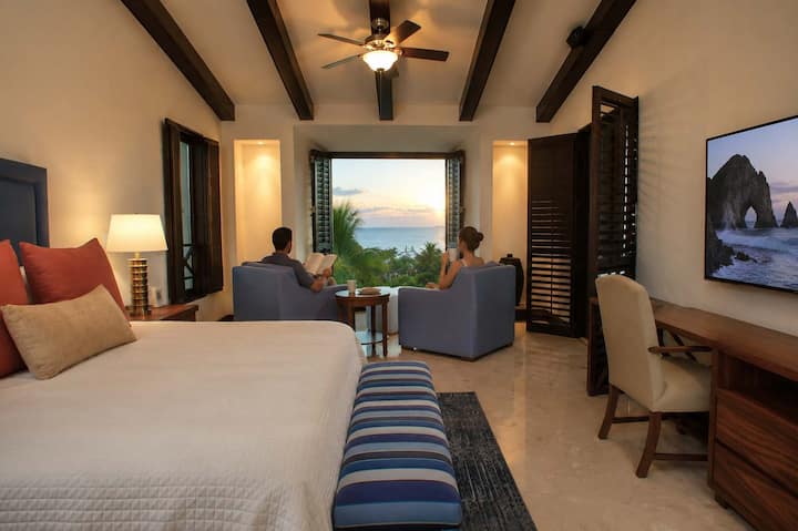 Ocean-view master suite with the perfect spot for morning coffee
