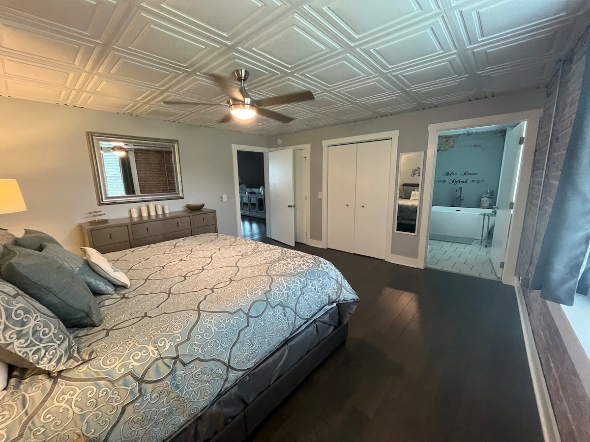 Master bedroom with  attached bathroom. 