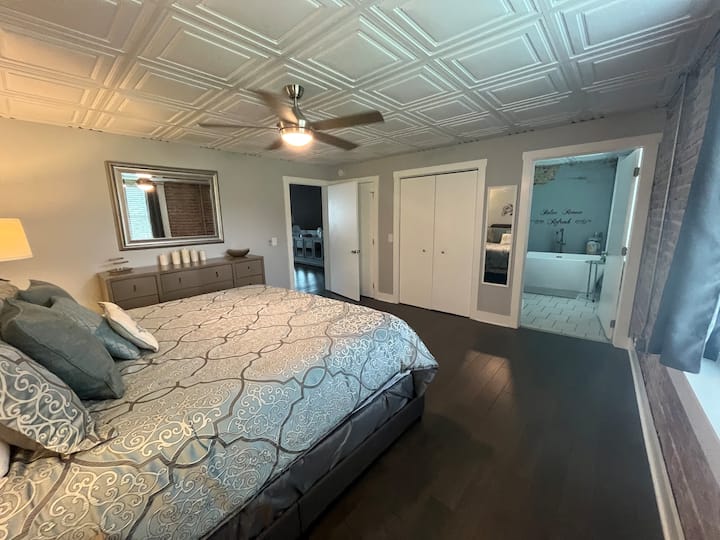 Master bedroom with  attached bathroom. 