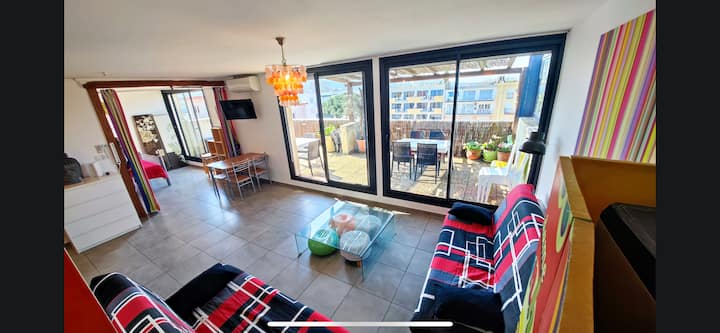 Grand Studio Climatisé 49m2, Vue Mer Et Montagne - Argelès-sur-Mer