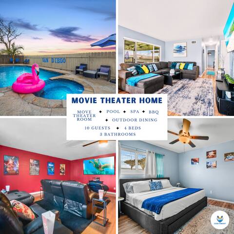 85” TV Movie Theater Room, Pool, BBQ, Outdoor TV