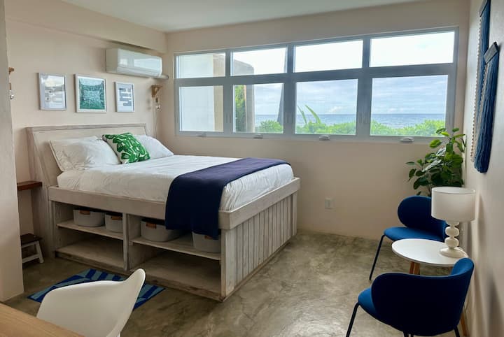 Ocean view lower level queen bedroom