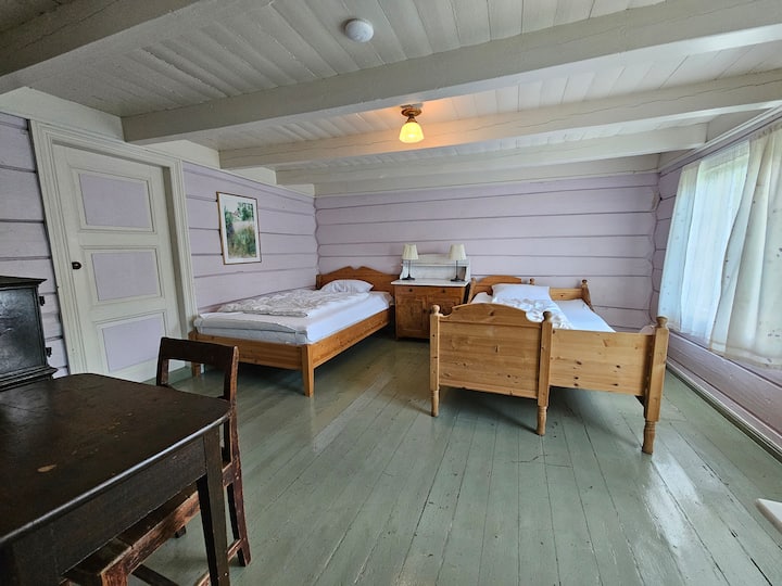 חדר שינה 2. שתי מיטות 120x200. יש גם מקום למיטת שדה בחדר הזה.