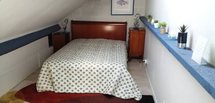 Chumba cha kulala cha mezzanine chenye kitanda 1 140x190, pamoja na velux yake 