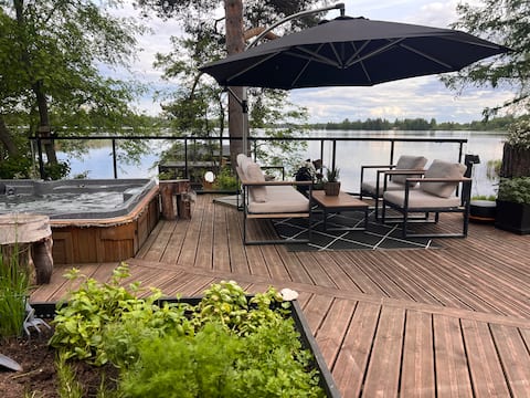 Large house with private beach near Jyväskylä