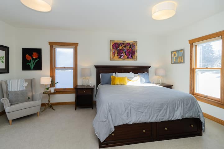 This is one of two king bedrooms on the second floor, offering a spacious and comfortable retreat for a restful night’s sleep.