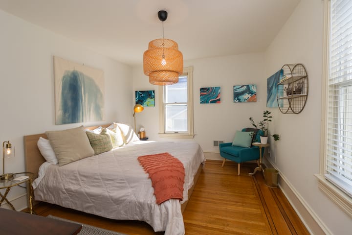 This is one of two king bedrooms on the second floor, offering a spacious and comfortable retreat for a restful night’s sleep.