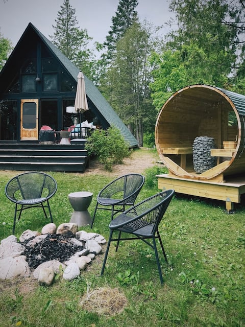 Aframe Sauna Riverside Cabin on Sturgeon River