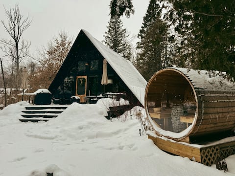 Sauna, Aframe Riverside Cabin on Sturgeon River