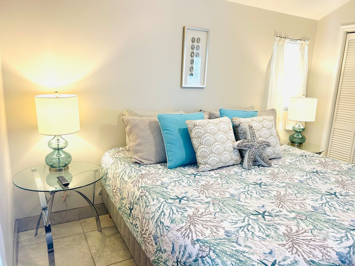 California King bed spacious closet for clothes 
TV in bedroom