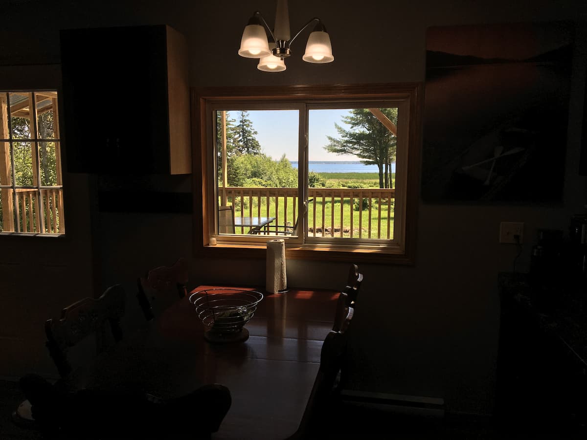 Covered porch with dining table