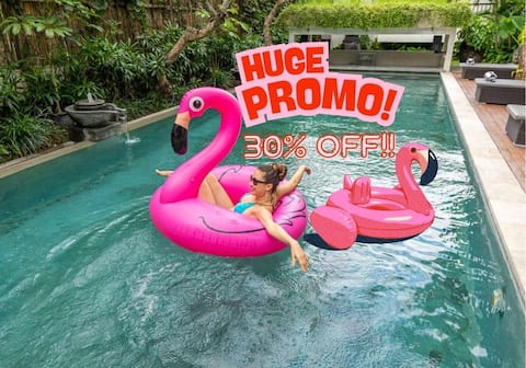 30% Off! 14Bed 2 Karaoke Rooms, Free Bikes, Berawa