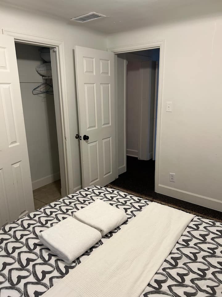 1st Bedroom with a queen bed in downstairs