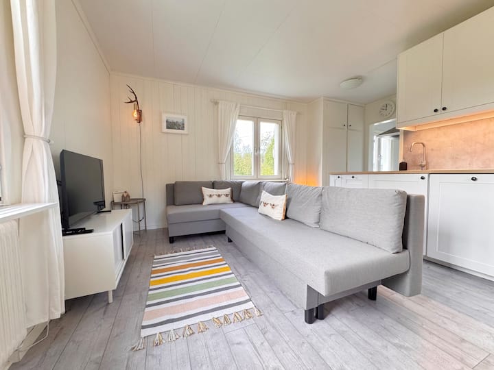 The sofa folds out to create a double bed.