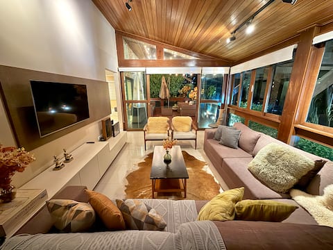 Luxury home with fireplace and large spa