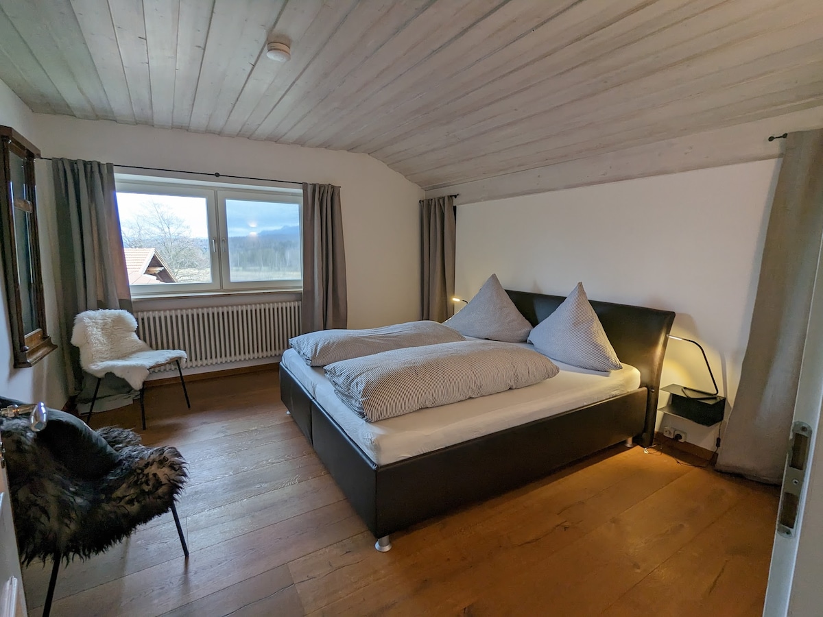 配有双人床（180 x 200）和步入式衣橱的卧室