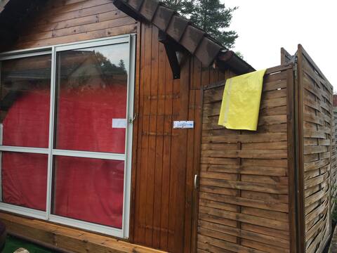 house pool, garden and river in front