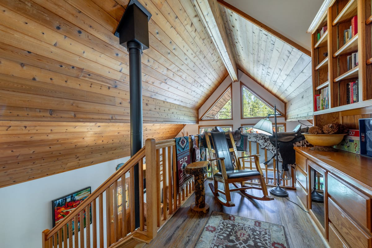 Upper third floor loft provides a quiet, comfortable reading space.