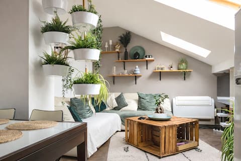 Bright cocoon under the rooftops