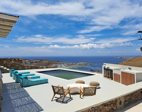 Stunning Cycladic Pool Villa- Merichas Port View