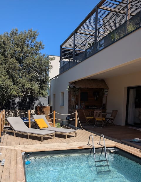 Modern family home with garden and pool