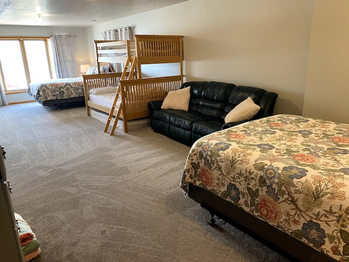 Large sleeping area in the walk out basement.