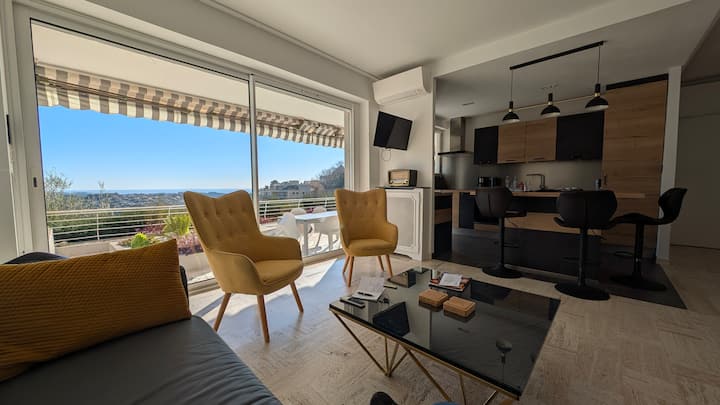 Terrasse 63 M² Vue Mer Panoramique/ T2 Climatisé - Vence