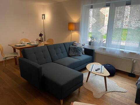 Stay in the cozy townhouse.