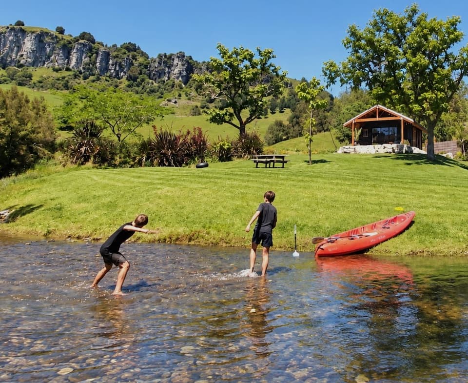 River Song Cabin, under the limestone cliffs, Piopio, Waikato, New Zealand, photo 1 of 10