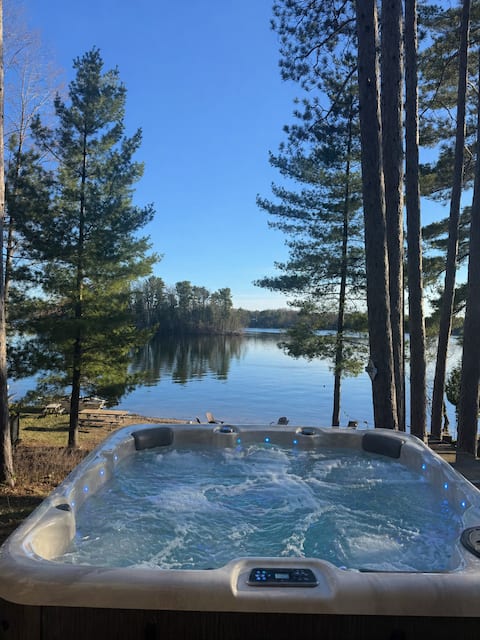 New Hot Tub! Lakefront with Sandy Beach, Kayaks an