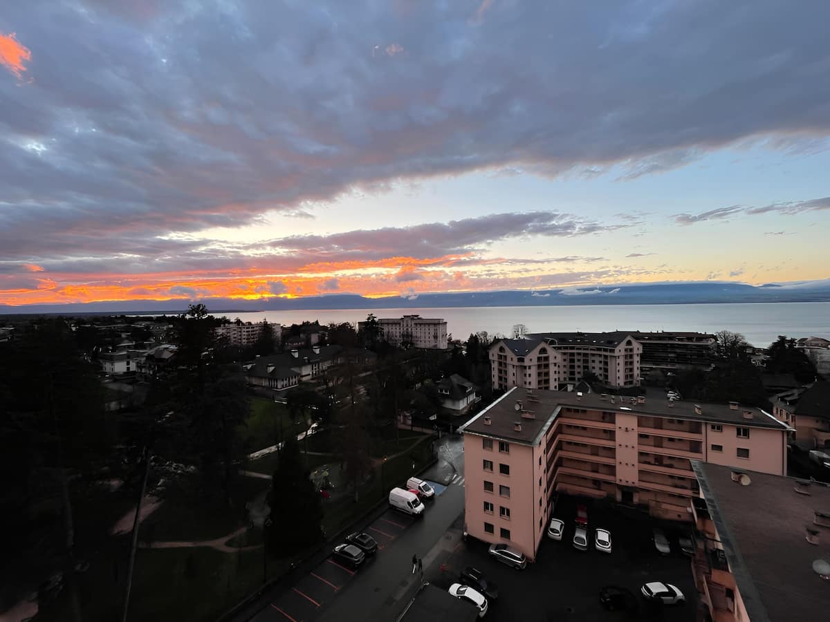 Coucher de soleil, depuis le balcon
