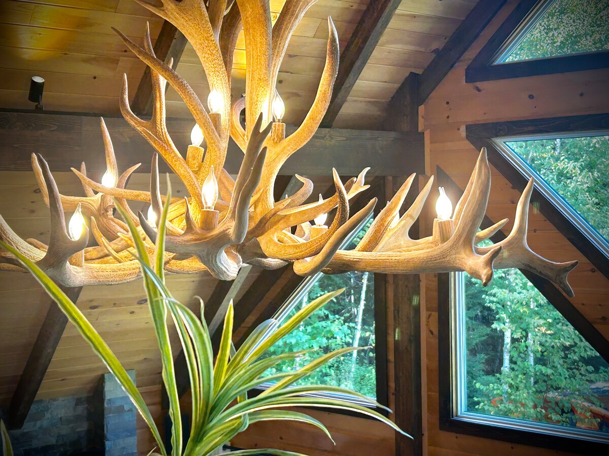 Candelabro de auténtica cornamenta de ciervo de 6 pies de la sala de estar