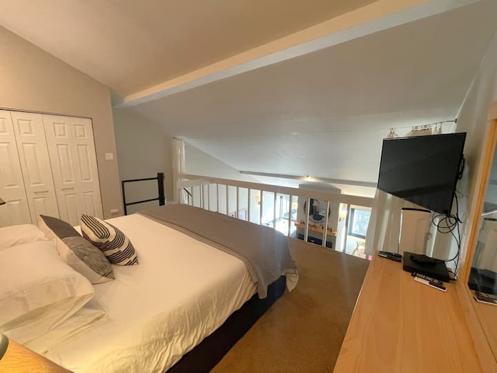King bed in the loft
