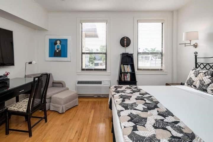Spacious bedroom with desk nook