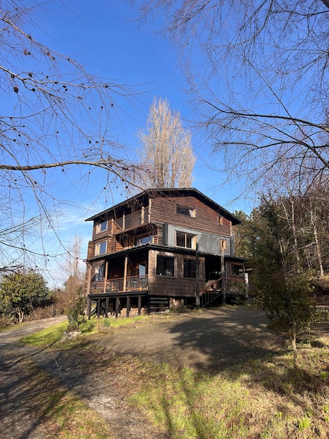 Beautiful rustic wooden home with spectacular view