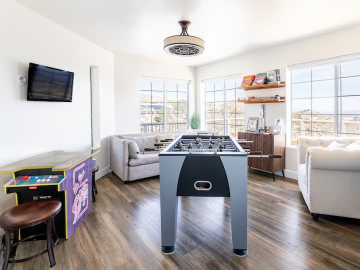 Endless fun for all ages! From Pac-Man and foosball and board games our game room brings laughs, play, and cozy corners for everyone to enjoy.  Also, includes a queen-size memory foam pull-out bed.