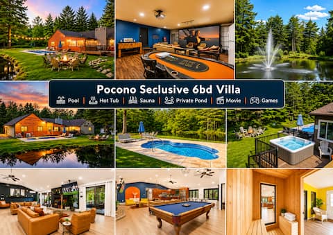 4500sf Grand Pond Villa| Hottub Sauna Theater Pool