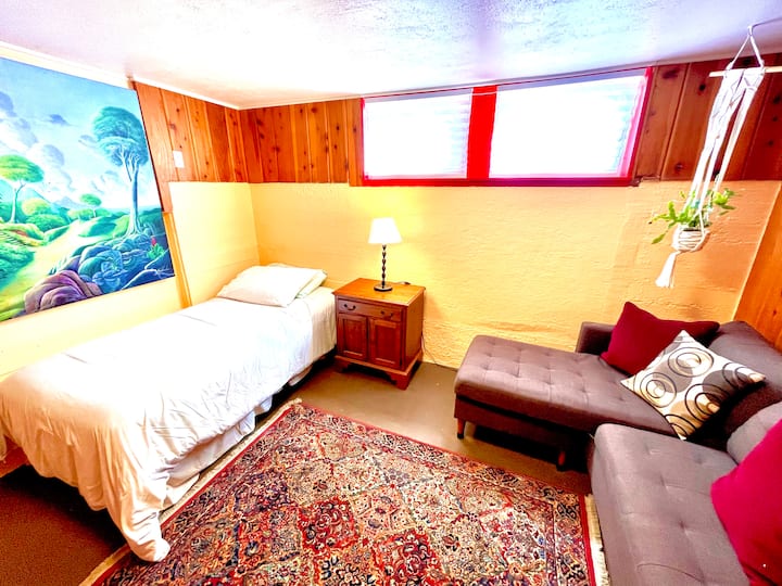 Private downstairs bedroom next to the laundry room.