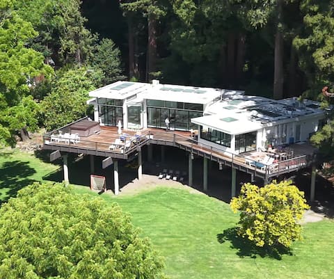 Contemporary River Retreat: Private Dock & Hot Tub
