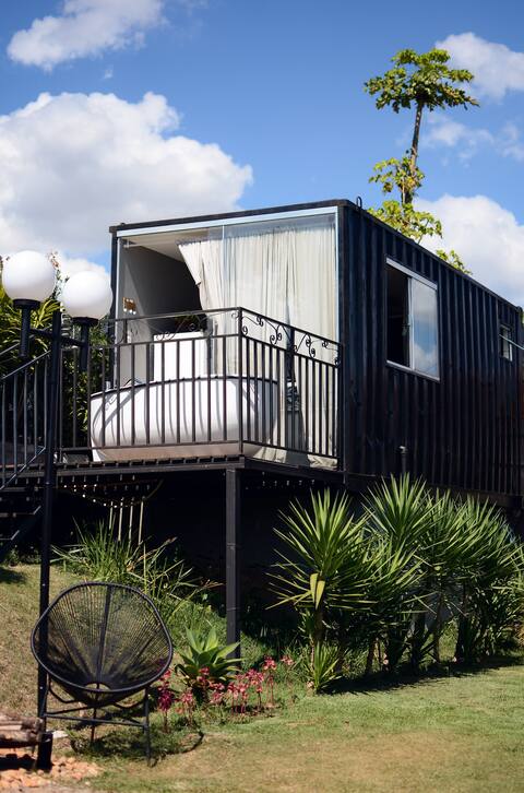 MINI CONTAINER HOUSE/ fireplace and WHIRLPOOL 🔥⛲😄