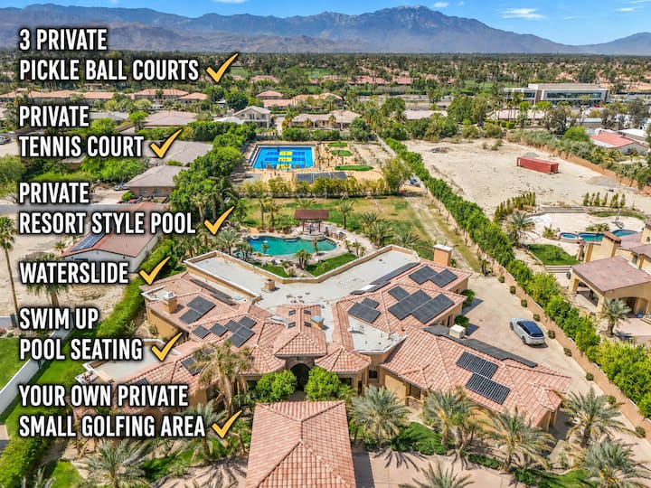 Privately Gated 2.3 Acre, Tuscan Villa Resort Property, View, Pool And12' Slide!! - Palm Desert, CA