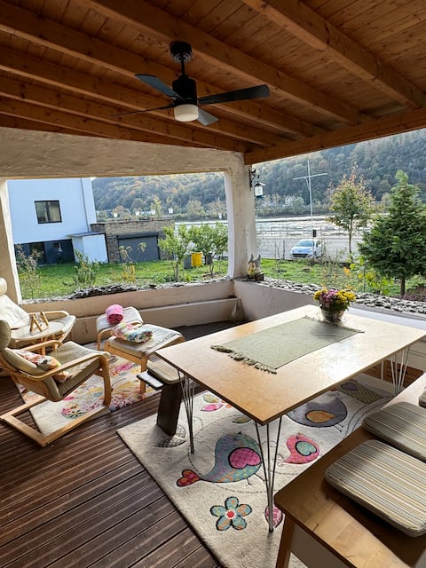 Historic house directly on the Rhine