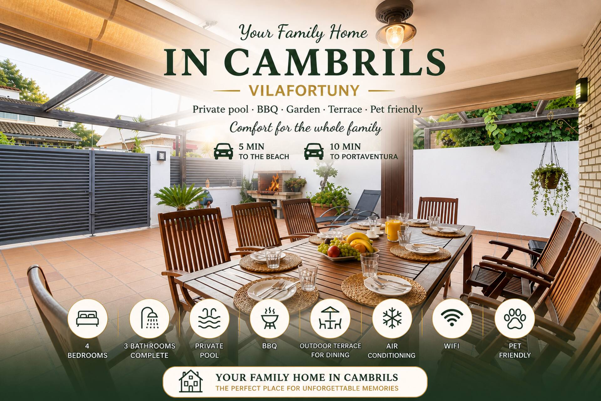 Cambrils Beach • Cozy & Lovely • Pool • BBQ • AC
