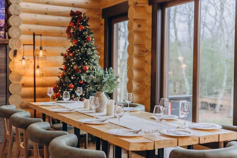 Log House Chalet, Volleyball field, Sauna, Hot Tub