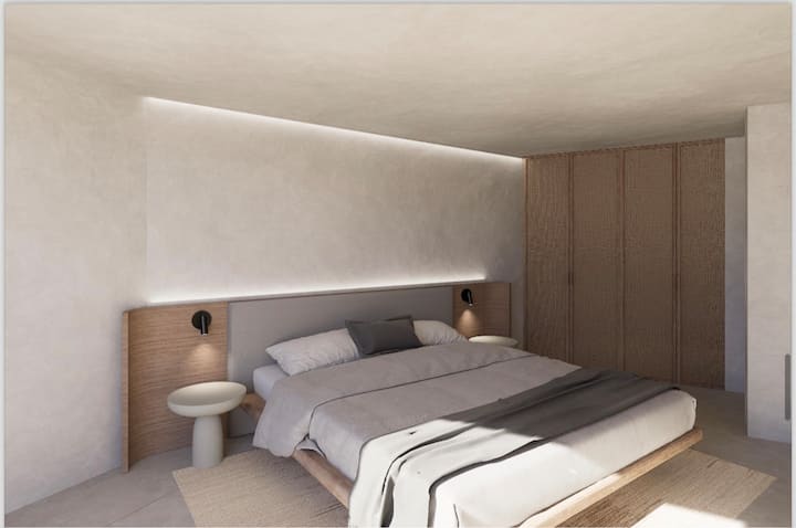 Dhoma e krevatit kryesor mit Bad e suite.