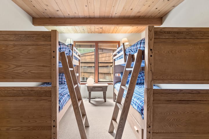 Bunk room with four twin beds.