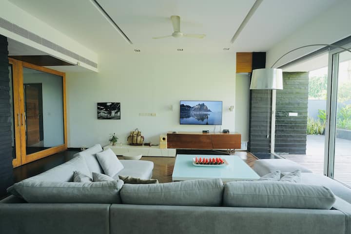 Living area and 55'' LED TV