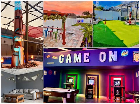 Relaxation Estate w/ Retro Arcade + Pool/Spa Oasis