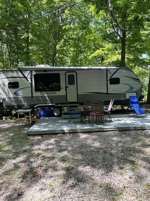 Trailer in gated nudist community